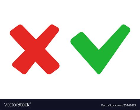 Cross Mark And Check Mark Symbol Icon Vector Wrong And Right Sign My