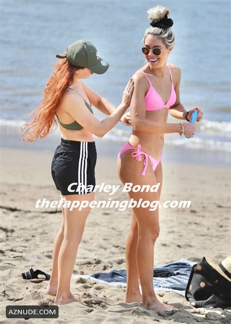 charley bond wears a pink bikini on the beach in gold coast aznude