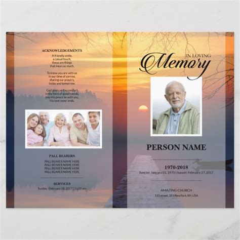 Sunset Funeral Template Zazzle Funeral Templates Funeral Order Of