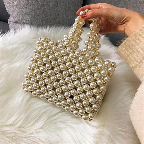 Pearls Beading Bag Pearl Bag Beaded Handbag Beaded Purses