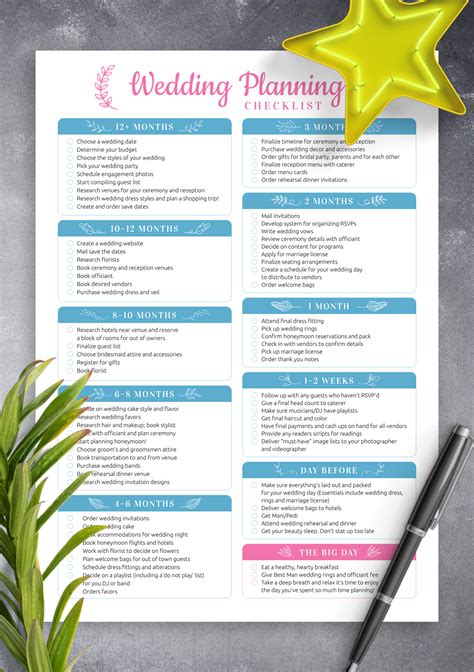 Pdf Printable Wedding Checklist