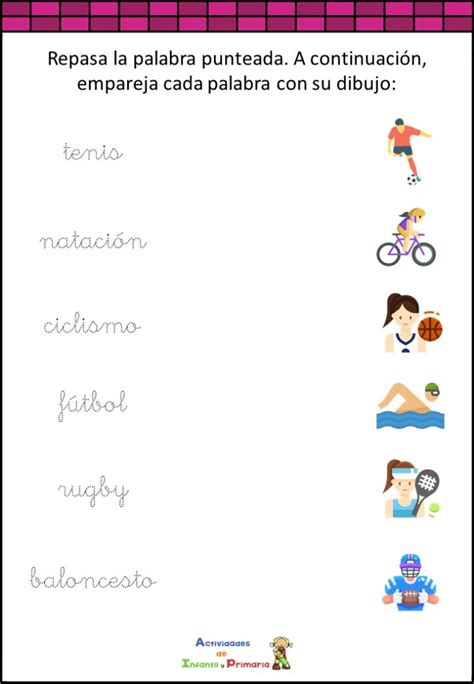 Fichas De Lectoescritura Con Vocabulario De Deportes