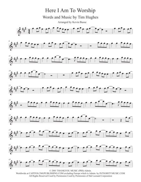 Here I Am To Worship For Violin Chords Free Music Sheet