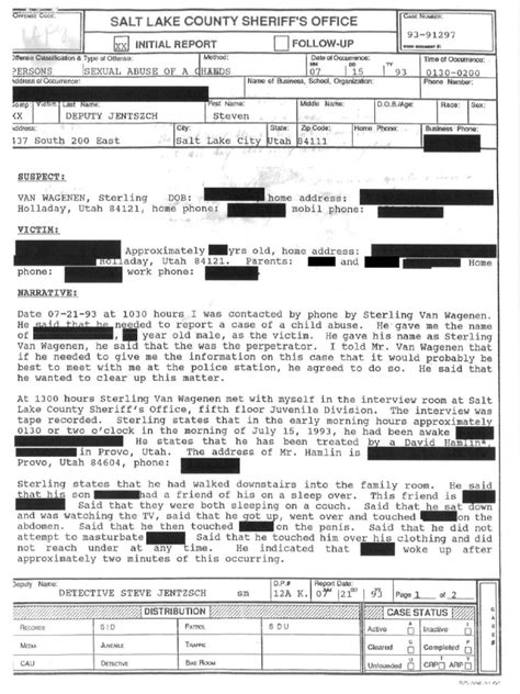 1993 07 26 Salt Lake County Sheriffs Office Report Violence