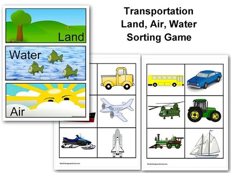 Free Printable Land Air Water Transportation Sort Transportation