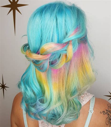 Pastel Rainbow Hair Pink Blue Green Yellow Purple Mermaid Hair