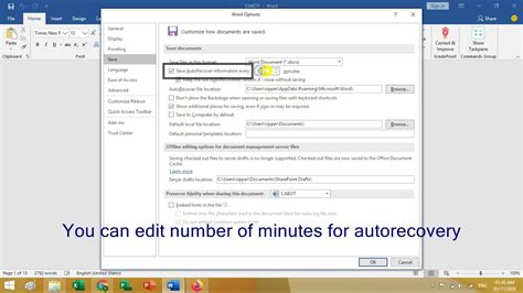 How To Autosave In Microsoft Word Youtube