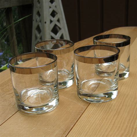 Sale Silver Rimmed Double Shot Glasses
