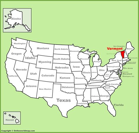 Vermont location on the U.S. Map
