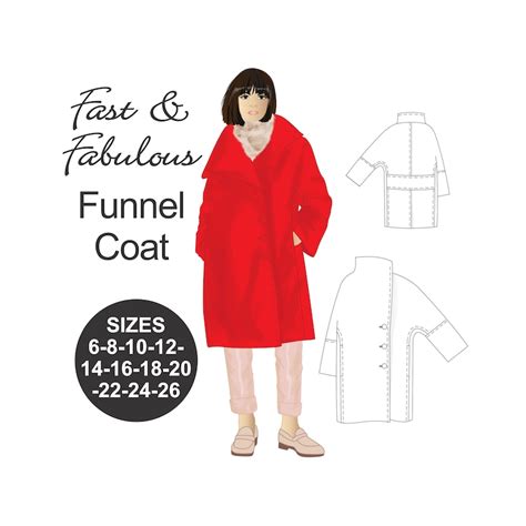 Coat Sewing Pattern Easy Coat Pattern Funnel Coat Minimalist Coat Edgy Coat Instant Pdf