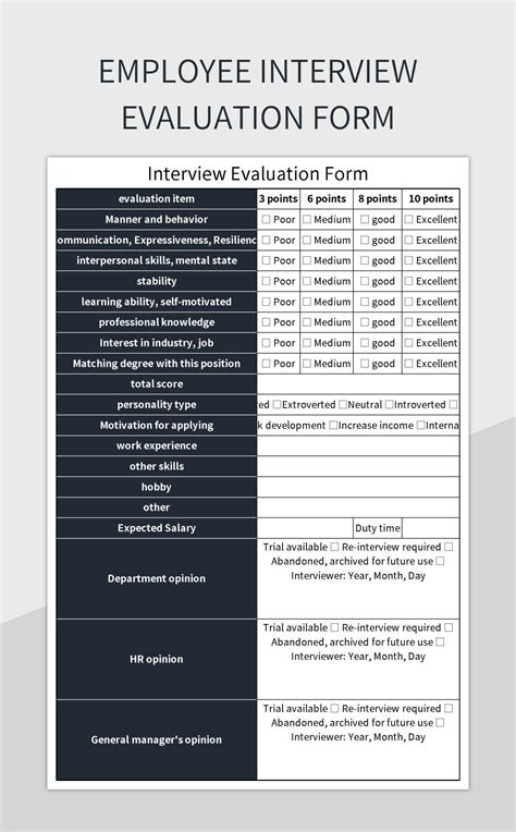 Employee Interview Evaluation Form Excel Template And Google Sheets