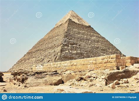 Lower View Of The Pyramid Of Khafre Egyptian Sights Stock Photo