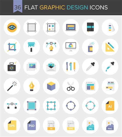 Download 36 Flat Graphic Design Icons—free Invision Blog