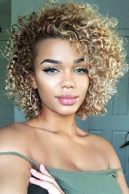 This shoulder length curly hairstyle with a side parting has been given a casually messy look for a contemporary effect. Chic Short Curly Hairstyles for Women - crazyforus