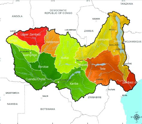 Zambezi river maps these maps of the zambezi river have been compiled for travelers planning fishing trips or overland trips to destinations along the zambezi river in zambia, namibia. The 13 major sub-basins of the Zambezi River Basin. Map produced by... | Download Scientific Diagram