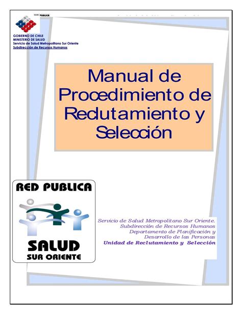 Manual De Procedimiento De Reclutamiento Y Selección Ministerio De