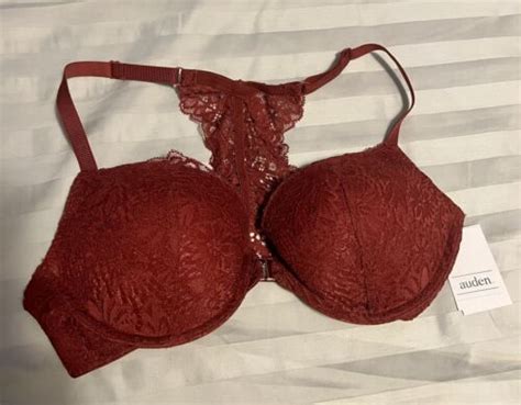 Womens Ace Lightly Lined Lace Demi Racerback Bra Auden Berry Red 36b
