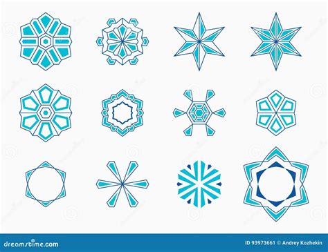 Set Of Abstract Symmetric Geometric Shapes Stock Vector Illustration