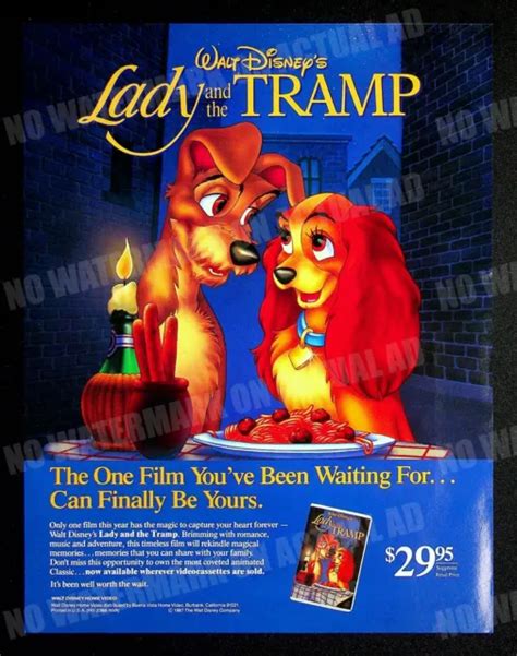 Lady And The Tramp Vhs Video Disney 1987 Trade Print Magazine Ad Poster