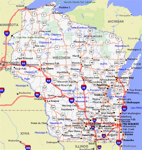Map Of Wisconsin With Towns And Roads London Top Attractions Map
