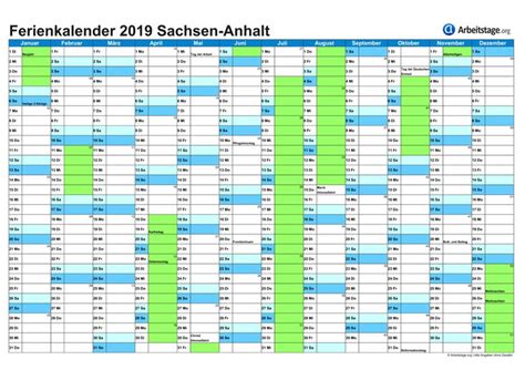 Unser kalender zeigt die sommerferien im überblick. Ferien Sachsen-Anhalt 2019, 2020 Ferienkalender mit ...