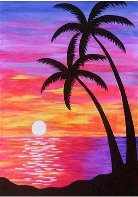 Us Seller 30x40cm Colorful Sunset Tropical Paradise Beach Palm