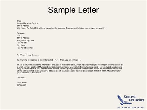 write  letter  explanation   irs