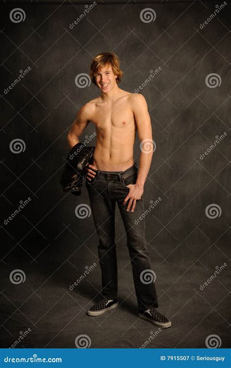 Happy Shirtless Teen Male Stock Image Image Of Attractive 7915507