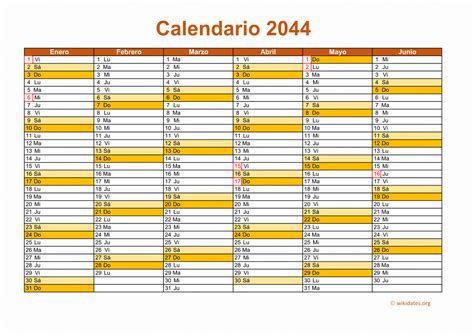 Calendario 2044 Calendario De España Del 2044