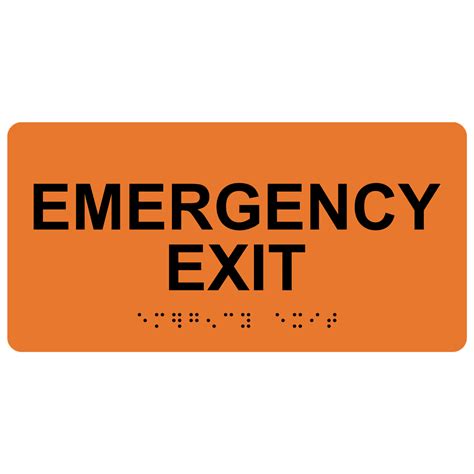 Ada Emergency Exit Braille Sign Rsme 28041blkonorng Emergencyfire
