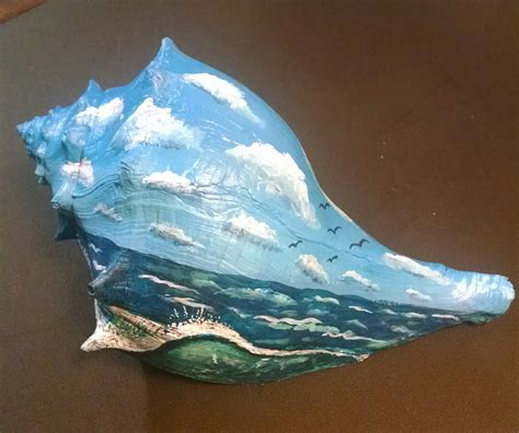 Image Latest Creations For Etsy Hand Painted Conch Shell And Elephant