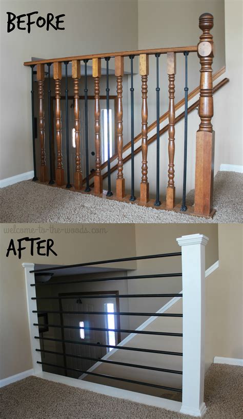 Stairway Remodel Before After Stair Railing Drywall A Vrogue Co
