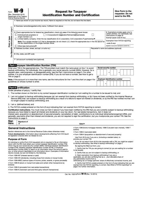 Fillable Pdf Version Of Irs W 9 Form And Instructions Printable Forms