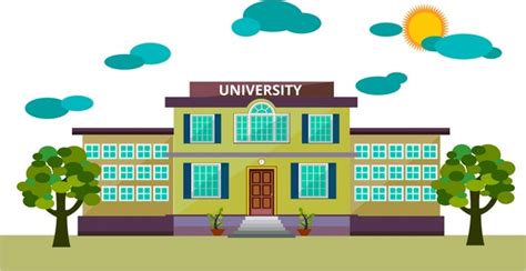 University Front Design Sketch Modern Colored Style Free Vector In