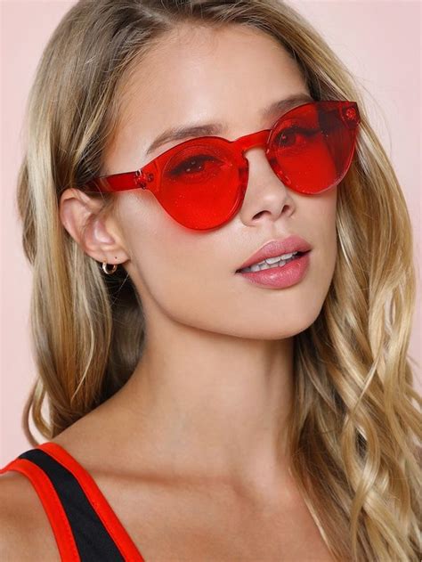 Red Color Sunglasses Shein Sunglasses Colored Sunglasses Novelty