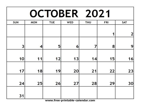 October 2021 Calendar Printable Pdf Printable Word Searches