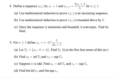 solved 2xn 4 for n 1 8 define a sequence xn by x1 1