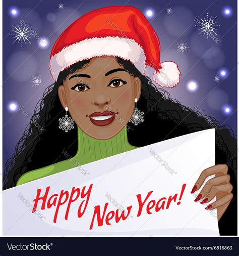 Cute African American Girl With New Year Greetings
