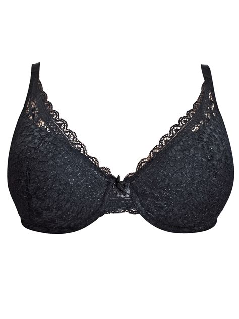 Trofe Trofé Black Floral Lace Padded Full Cup Bra Size 34 To 40 A B C D