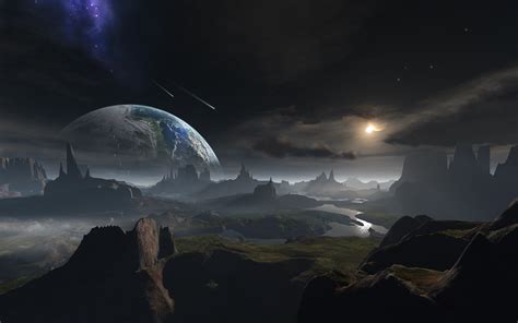 Outer Space Planets Earth Fantasy Art Science Fiction Wallpapers