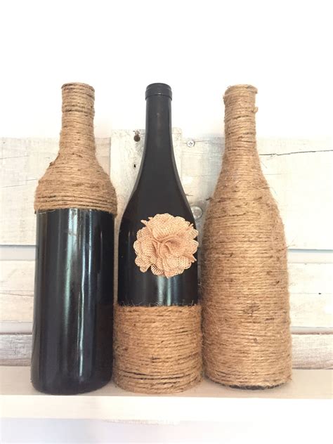 Twine Wrapped Wine Bottles Wine Bottle Decor Wedding Centerpieces