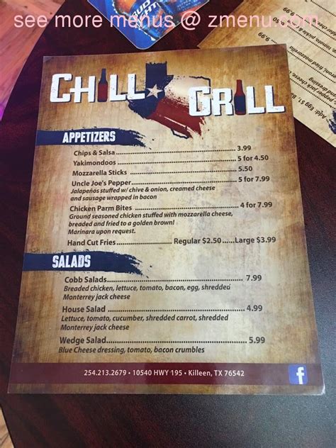 Online Menu Of Chill Grill Restaurant Killeen Texas 76542 Zmenu