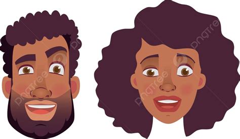 Face Of African Man And Woman Vector Illustration Cartoon Vector