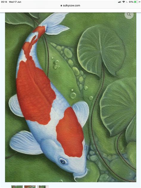 Koi Fish Print On Canvas Tropical Fish Painting Gift Art Picture