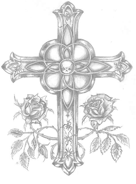 Cross And Roses Drawing By Wingedcat Kimmie On Deviantart