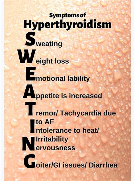 Symptoms Of Hyperthyroidism Medical Mnemonic Poster By Caregiverology