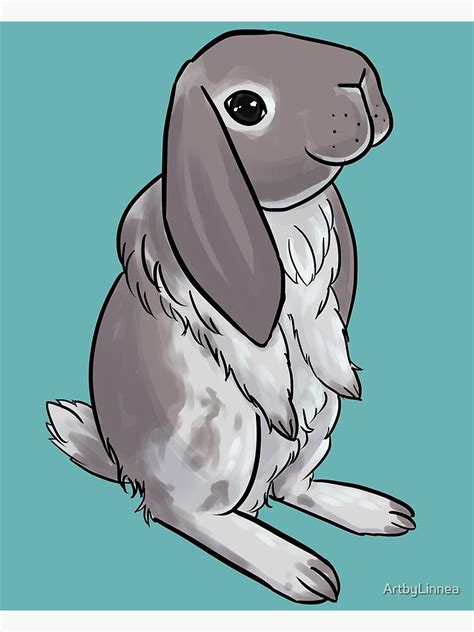 Cute Lop Rabbit Standing Poster By Artbylinnea Redbubble