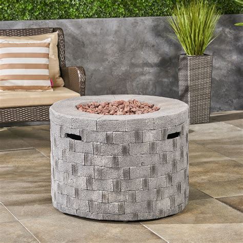 Maximus Outdoor 32 Light Weight Concrete Gas Burning Fire Pit Gray
