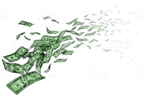 Vanishing Money Dollar Bills Cartoon Stock Illustration