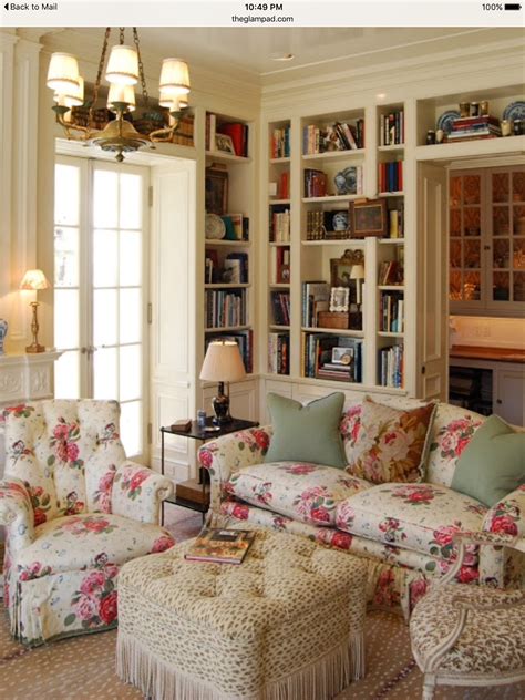 Pin By Christina C On Libraries Cottage Style Living Room Chic